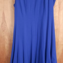 Calvin Klien Royal Blue Sleeveless Fit And Flare Dress
