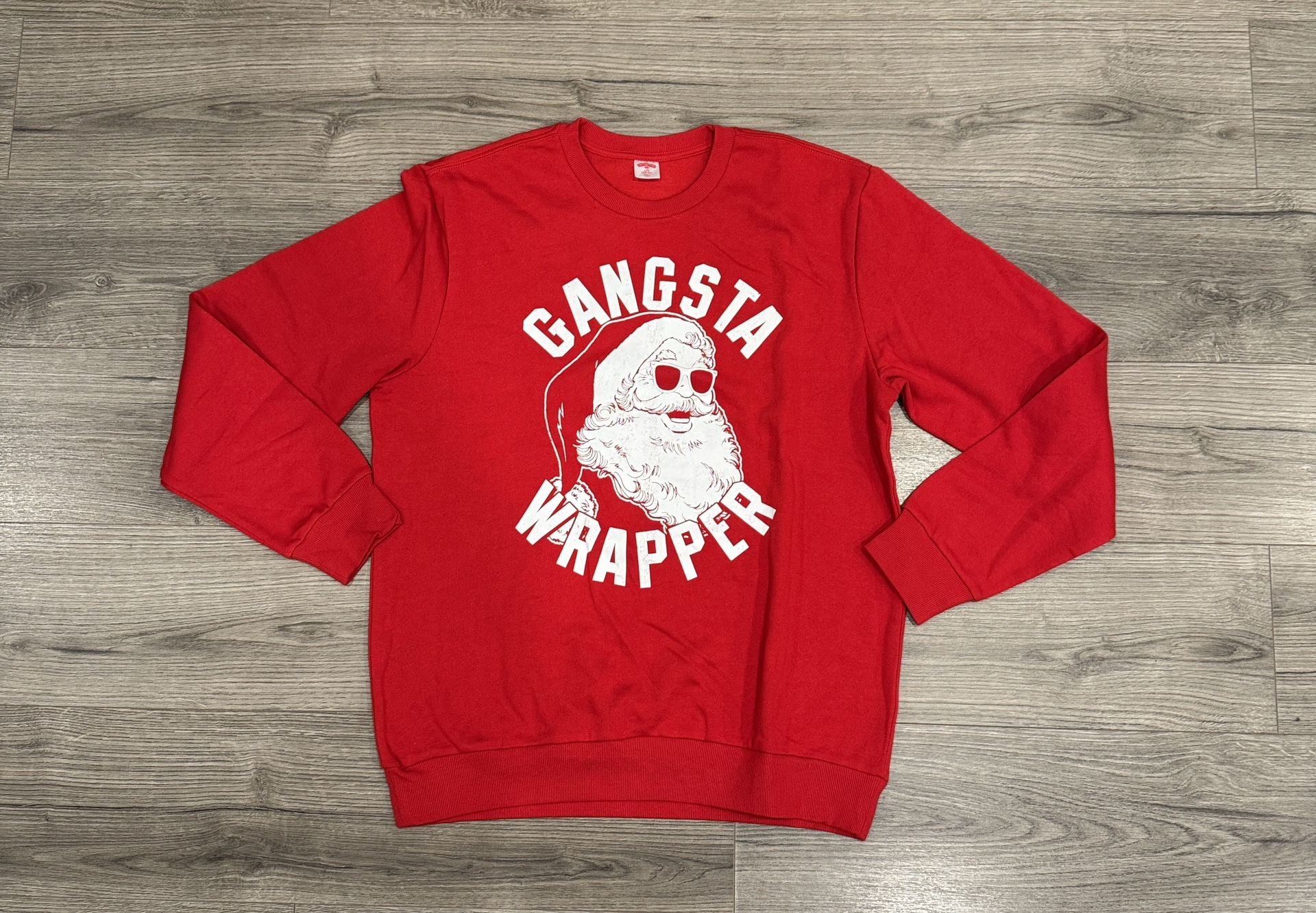 Holiday Time Santa Clause Gangsta Wrapper Christmas Sweatshirt Men’s Size Large