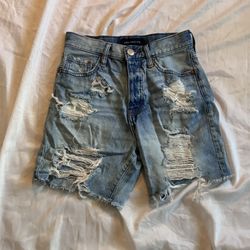Aeropostale 90's Distressed Baggy Hemp Button Down Denim Shorts