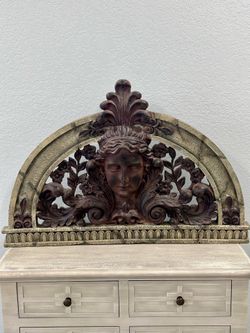 Woman face wall plaque headpiece decor renaissance adorno