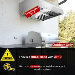 Refurbished Awoco 36" Outdoor BBQ Vent Hood, 8" Round Top Vent, 4 speeds 1000 CFM