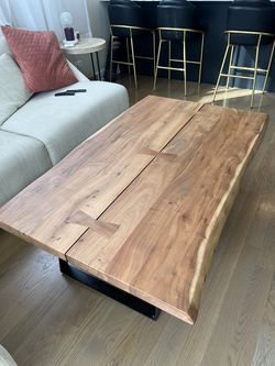 Solid acacia coffee table from crate and barrel