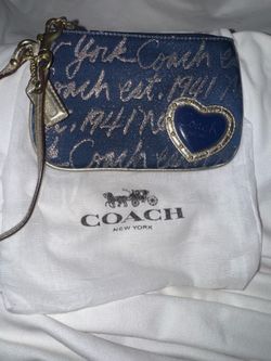 NEW Coach 1941 Script Wristlet with Gold Trim with Dust Bag