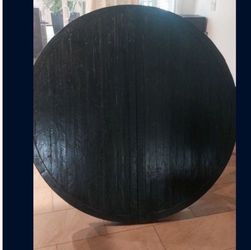 Solid wood table can be extended to fit 6 chairs