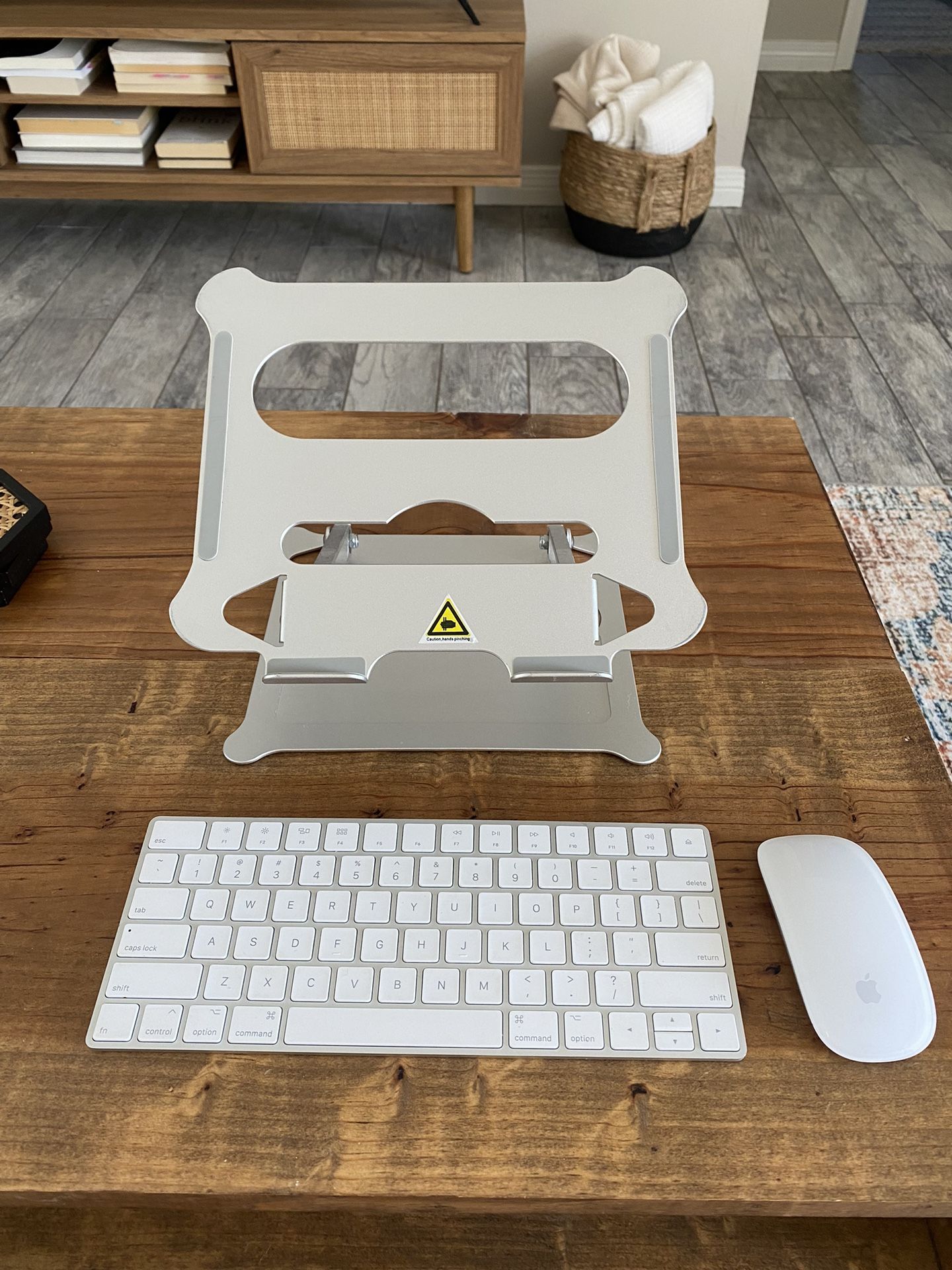 Apple Keyboard, Apple Mouse, And Laptop Stand