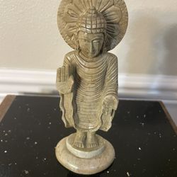 Soapstone Hand-Carved Standing Buddha Sculpture 7.5”