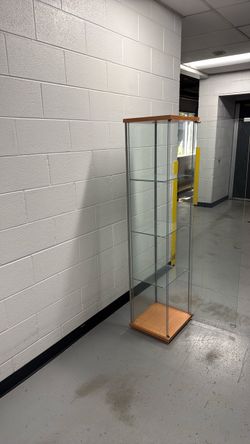 Glass Display Cabinet with Wood Base and 3 shelves