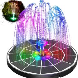 3.5W LED Solar Fountain Pump with Lights,DIY Solar Powered Water Fountain for Bird Bath with 16 Nozzles and 3 Stand,Solar Fountain Glass Panel with 30