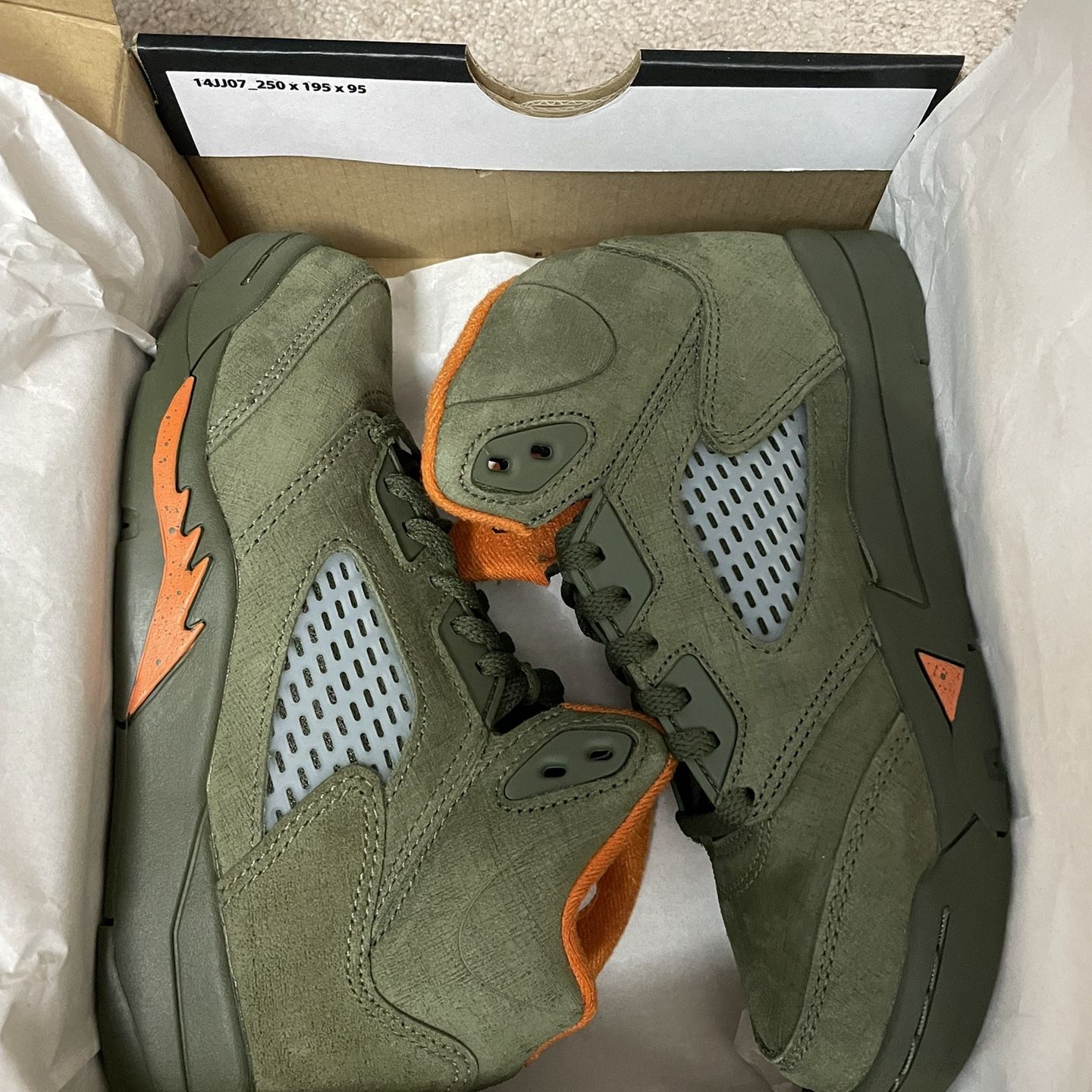 Jordan 5 Preschool Olive Green Size 1.5y