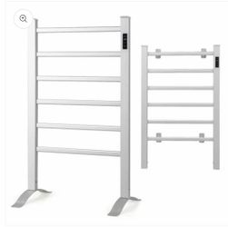 Freestanding Wall Mounted Towel Warmer 6-Bar Aluminum Heated Towel Rack w/ Timer