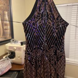 1X Sequin  And Sheer Prom Dress