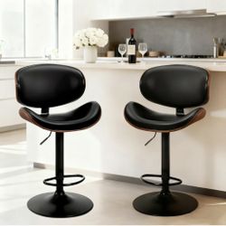 Set of 2 Modern Pu Leather Counter Stools
