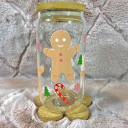 16oz Glass Beer Cup Christmas 