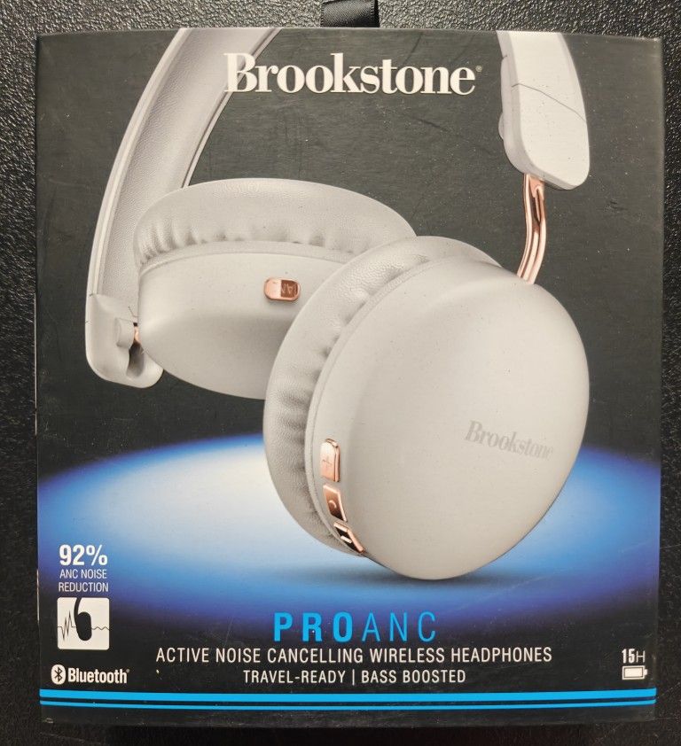 Brookstone White PROANC Over-Ear Headphones with Modern Comfort