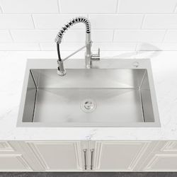 Undermount 32-in x 19-in Stainless steel Single bowl Corner Install 20 -Gauge Kitchen Sink