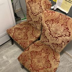 Two Velvet And Wood Leg Accent Chairs Like New