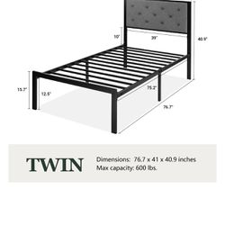 Twin Size Bed Frame With Head Rest
