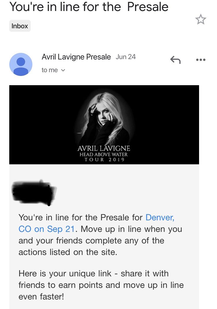 2 Tickets - Avril Lavigne 2019 Tour Denver