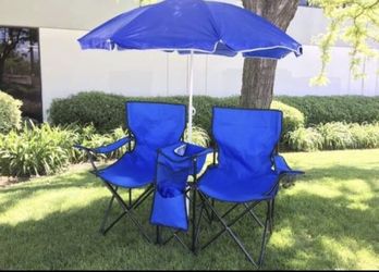 ☀️☀️Dual Outdoor Chair Set With Umbrella and Small Cooler ☀️😁