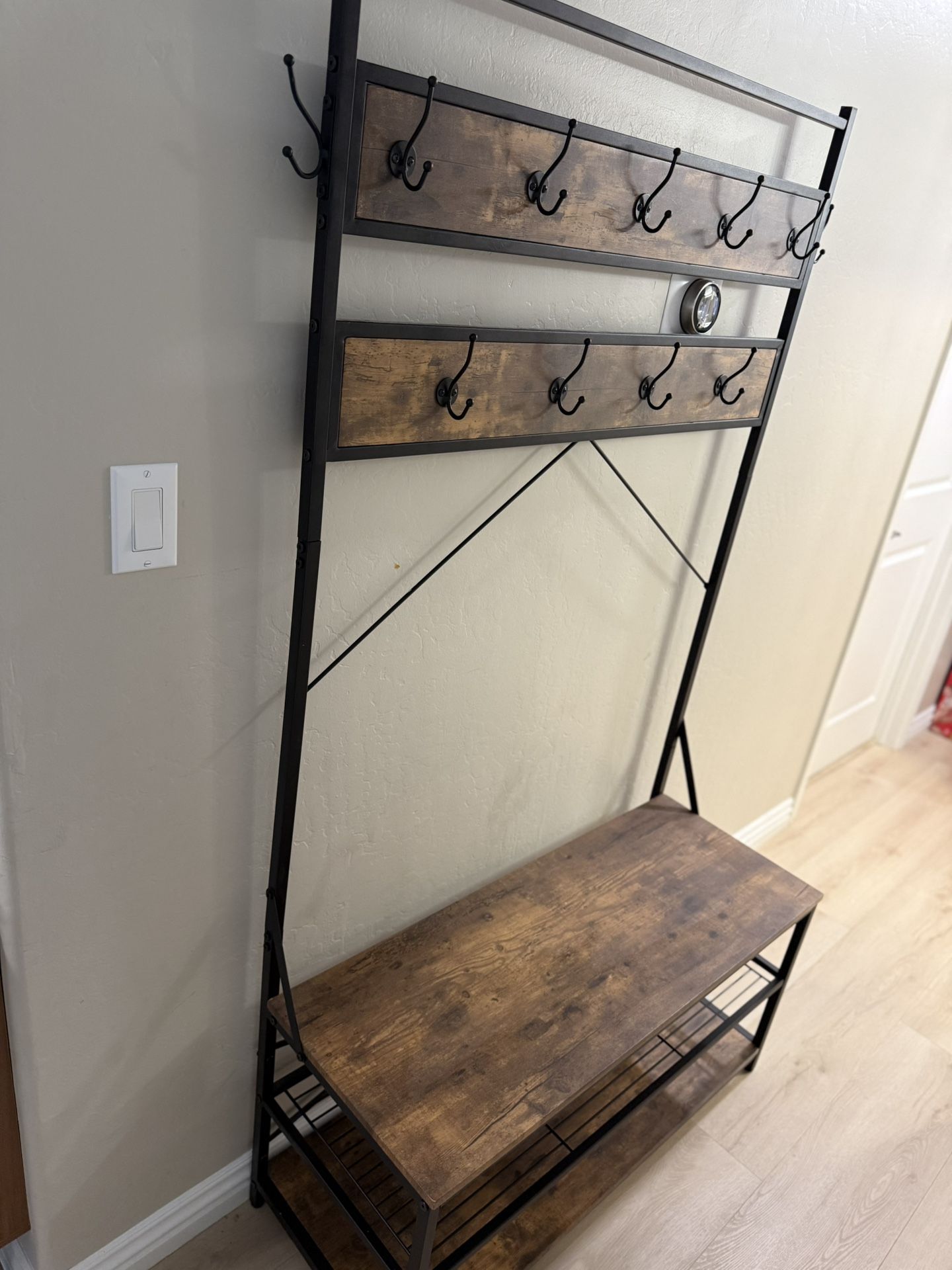 Coat & Shoe Rack With 3 Tier Shoe Storage Organizer