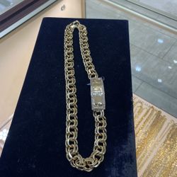 10k Gold Chino Chain Diamond Lock