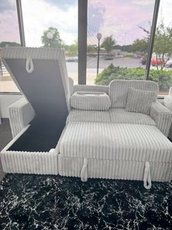 Jumbo Plush Corduroy Sofa bed w/Storage