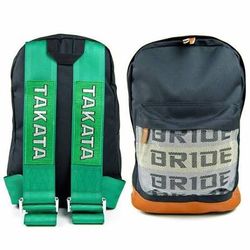 JDM BRIDE Takata Style Racing Harness Backpack - Green | Laptop + Tool Bag | Sparco