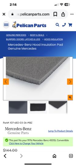 Mercedes Benz 450 Hood Insulation 