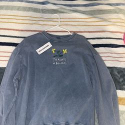 Blue Sweatshirt with Floral Design