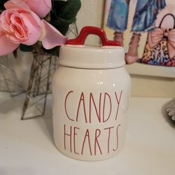 Rae Dunn Candy Hearts Canister 6” New 