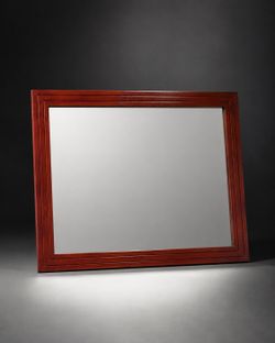 Large Red Wood Framed Wall Mirror