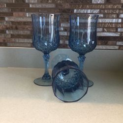 3 BLUE ACRYLIC WINE GLASSES FROM PIER 1