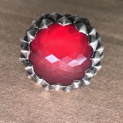 Stephen Webster Sterling Silver Ring Super Stud Size 8 Quartz MOP Doublet Red