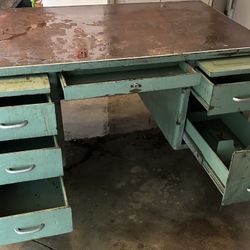 Vintage Heavy-Duty Metal Desk – Mack Truck Office