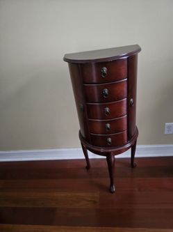 French Louis XV Style Demi-lune Mahogany Jewelry Chest