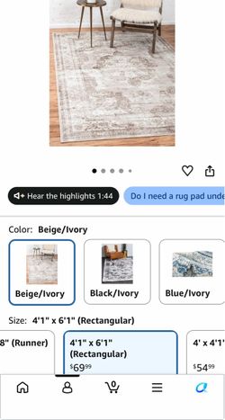 4’1 x 6’1 Area Rug beige / ivory (orig $70)