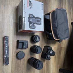 Canon EOS Rebel T7 DSLR video two lens kit with EF S 18-55mm and EF 75 300mm lenses