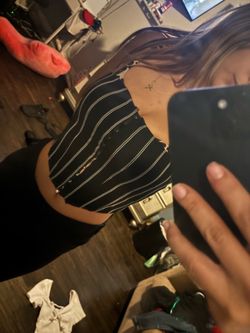 Black crop top with white vertical stripes #stripes #cropped forever 21