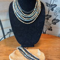 Vintage, Mid Century( Vendome ) Signed Multi Strand Necklace , Bracelet 