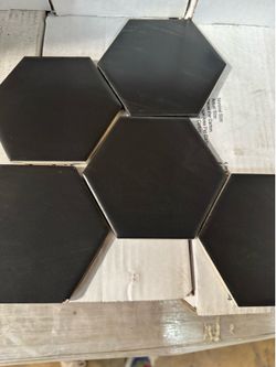 Tile Mosaic Backsplash Deco 4in Obsidion Hex 3sqft 30 unit Box $12