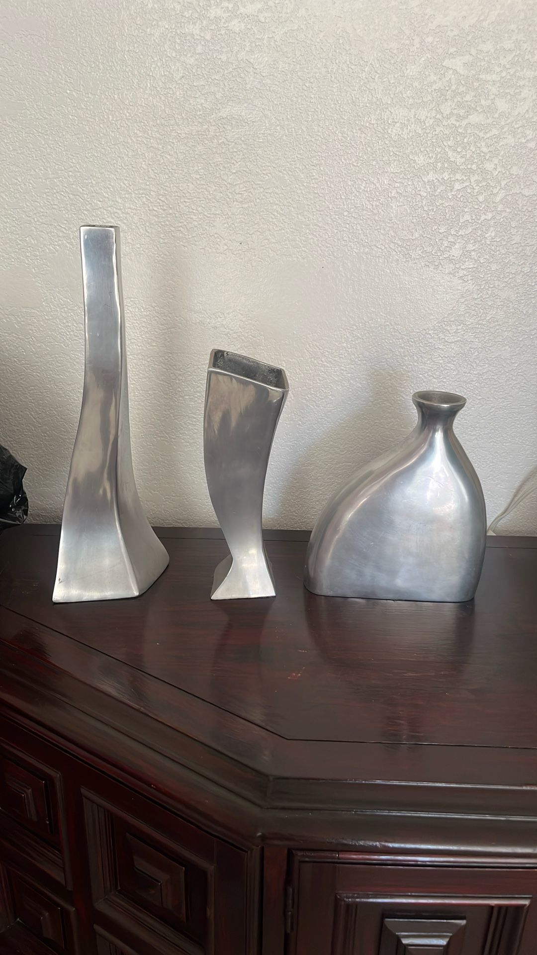 3 Metal Vases