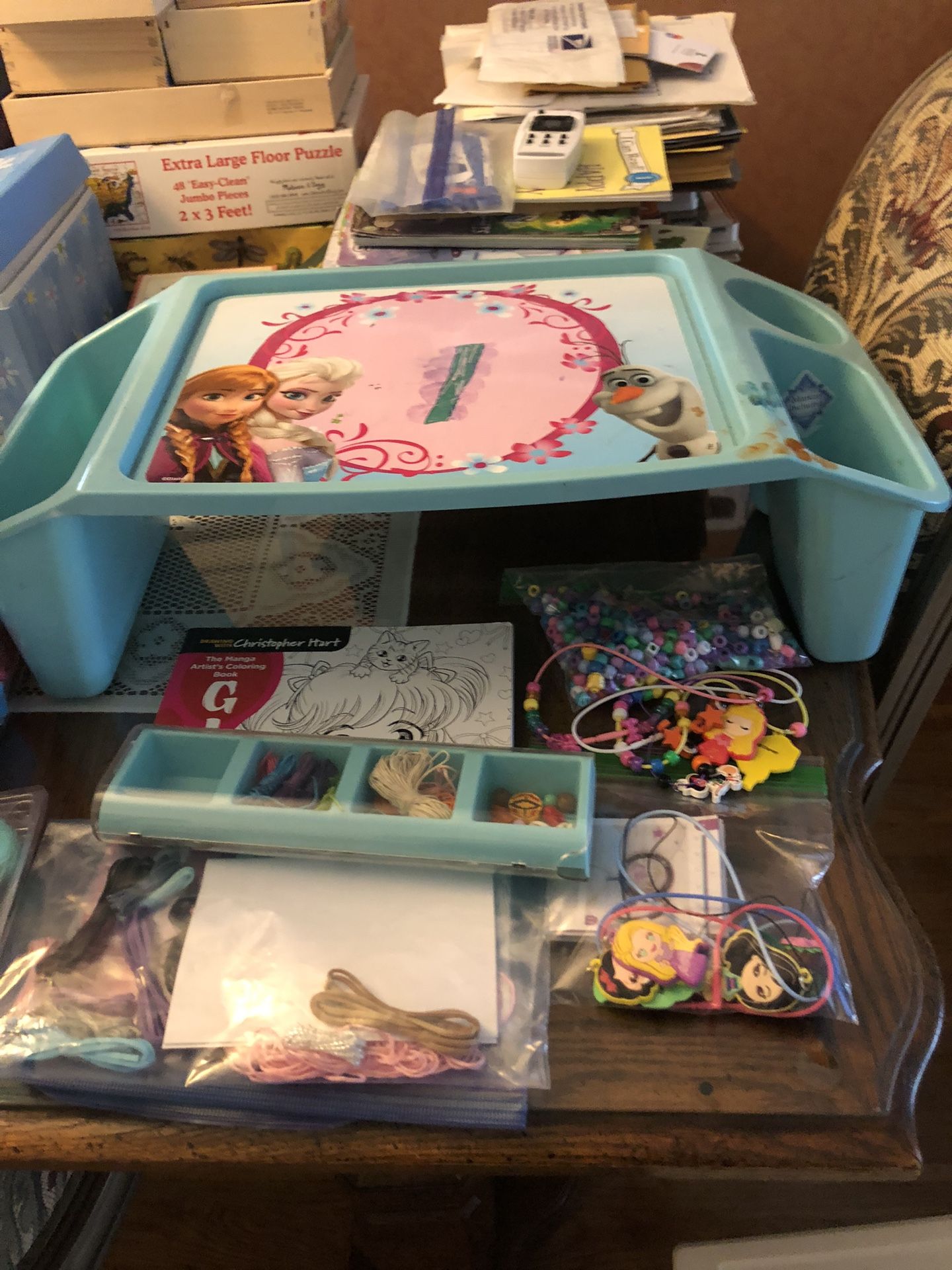 Frozen Tray With All Kinds Of Craft Items In Large Container