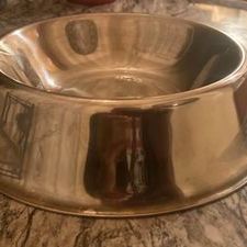 Silver steel dog bowl