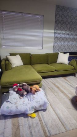 Olive green sofa