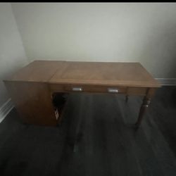 Solid Oak Office Desk and File Cabinet. 