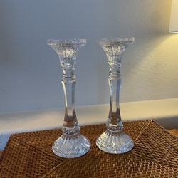 12 In Glass Taper Candle Holders - Set Of 2