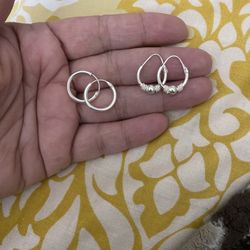 Real Silver Hoop Earrings $17, $20