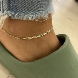 Beautiful 14K Gold Filled Mariner Anklet 3mm Chain 10" for Women