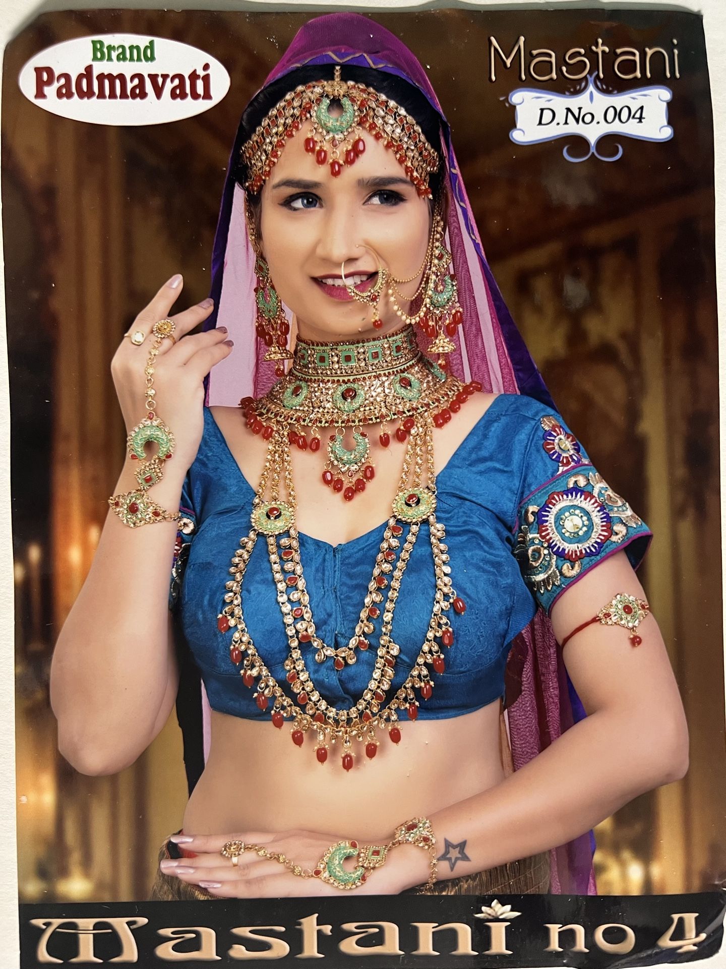 Bridal Jewelry Set RED-9 pc-INDIAN-GOLDEN-NECKLACE-BOLLYWOOD SUHAG WEDDING-USA