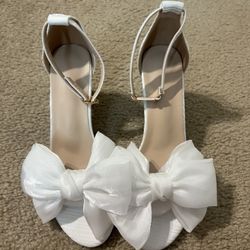 White Bow Heels